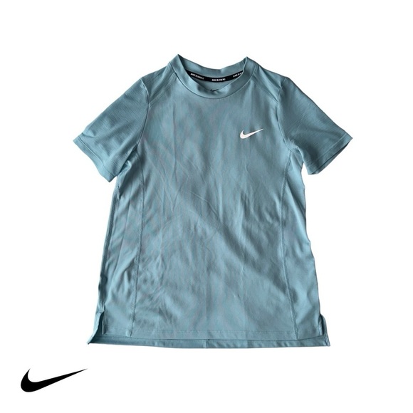 NIKE WOMENS RUNNING DRI-FIT  SHORT SLEEVE TEE CLASSIC SIZE S BABY BLUE - Picture 1 of 15